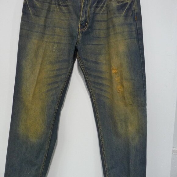 MEN'S THRASHED JEANS STRAIGHT LEG 38X32 - Picture 3 of 9